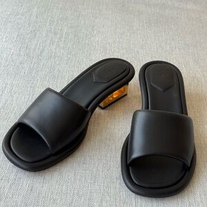 NIB Fendi Black leather slides sandals